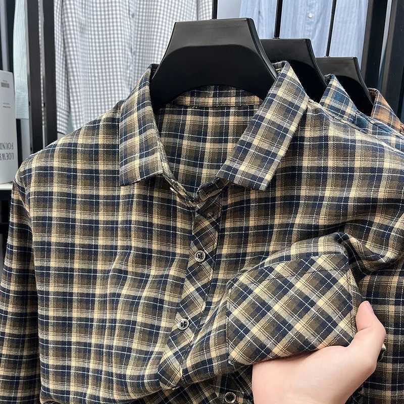 Men's Lapel Collar Plaid Shirt Long Sleeve Button Down Comfortable Breathable Fabric Casual Business Daily Wear Z260805