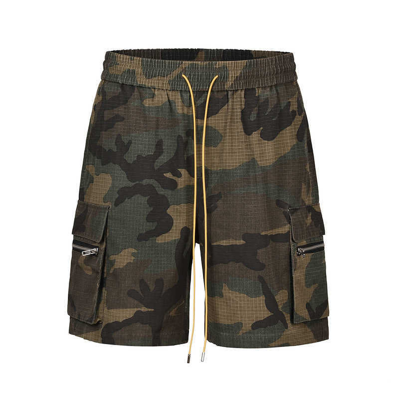 High street ins-style RO design accordion pocket multi-pocket washed camouflage cargo shorts beach pants S260804HB6Y