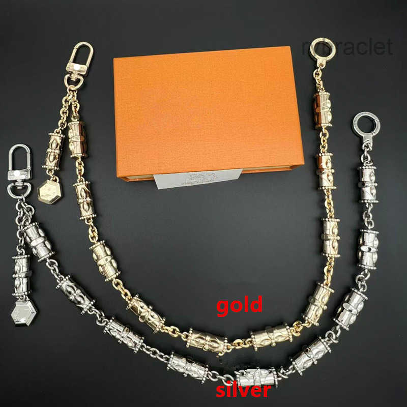 Designer Keychains Top quality buckle waist pants Keyring chain 925 silver designer bag chain men women retro bag hanging Key ring thick jewelry gif