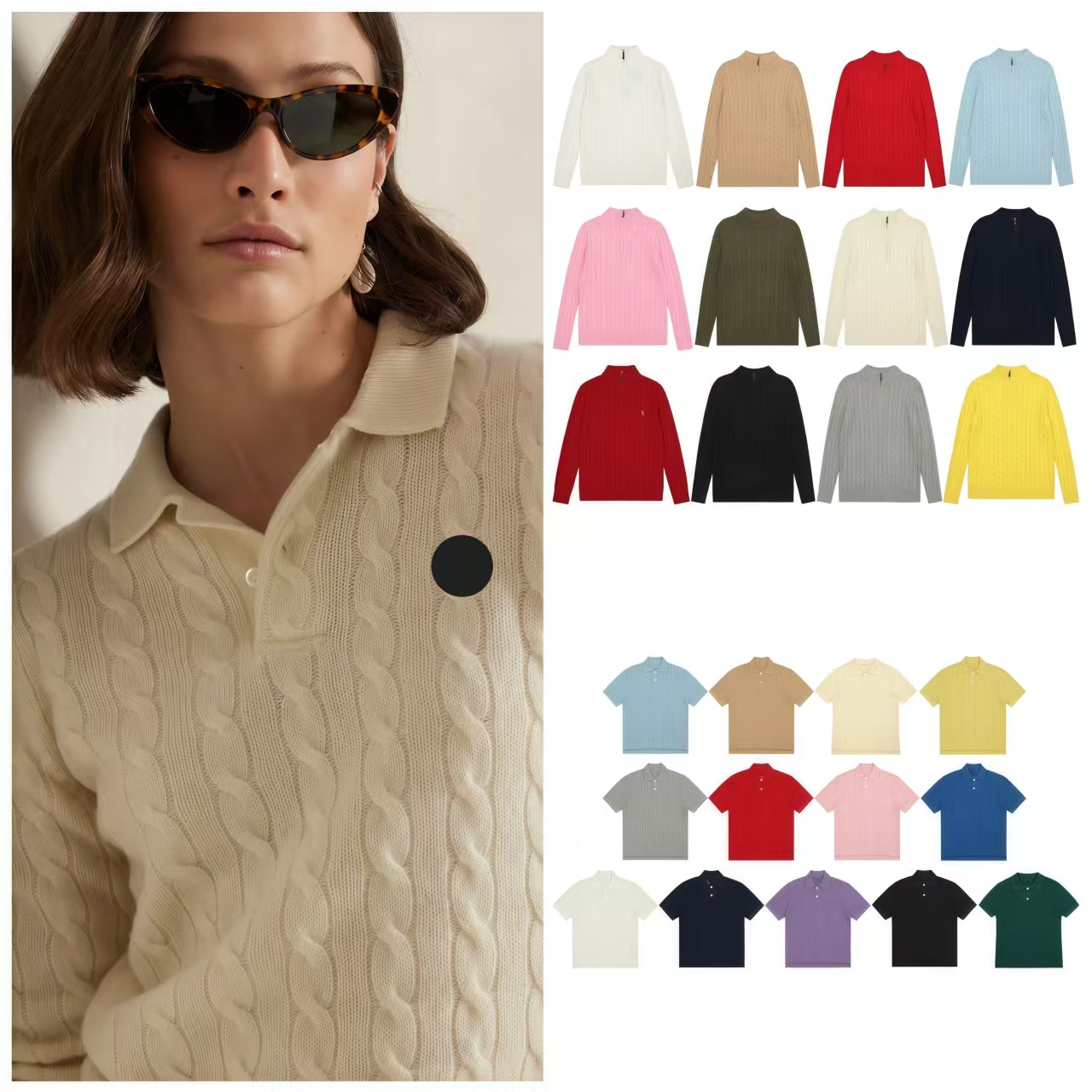 Women Sweaters Women Men Vintage Cable Twisted Knit Sweater Classic Collared Long Sleeve Knitted Pullover Soft Casual Preppy Style Daily Knit Top Mu
