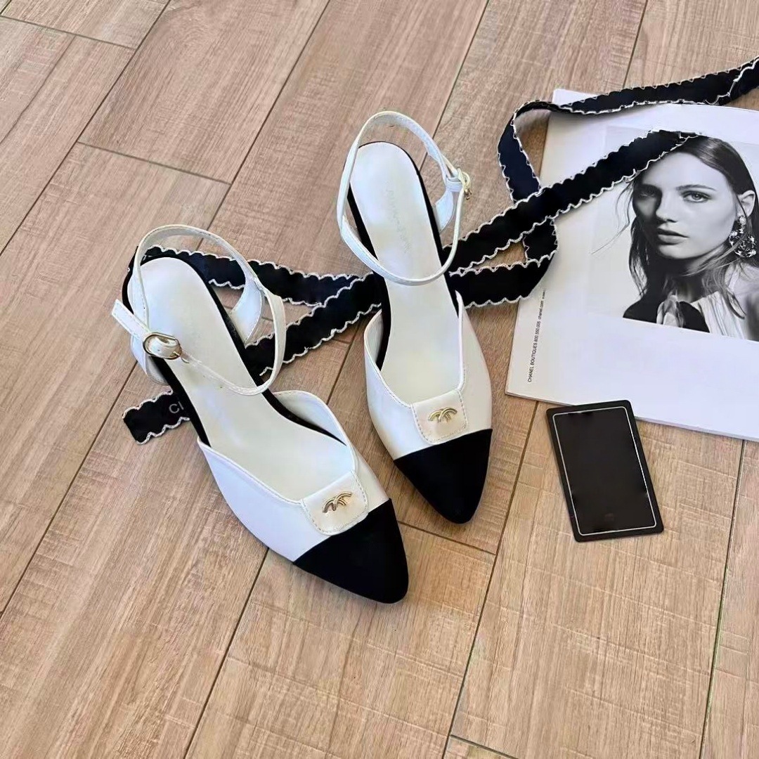Designer's New Mary Summer Fragrant French High Heels Single Shoes Color blocked High Heels Baotou High Heels