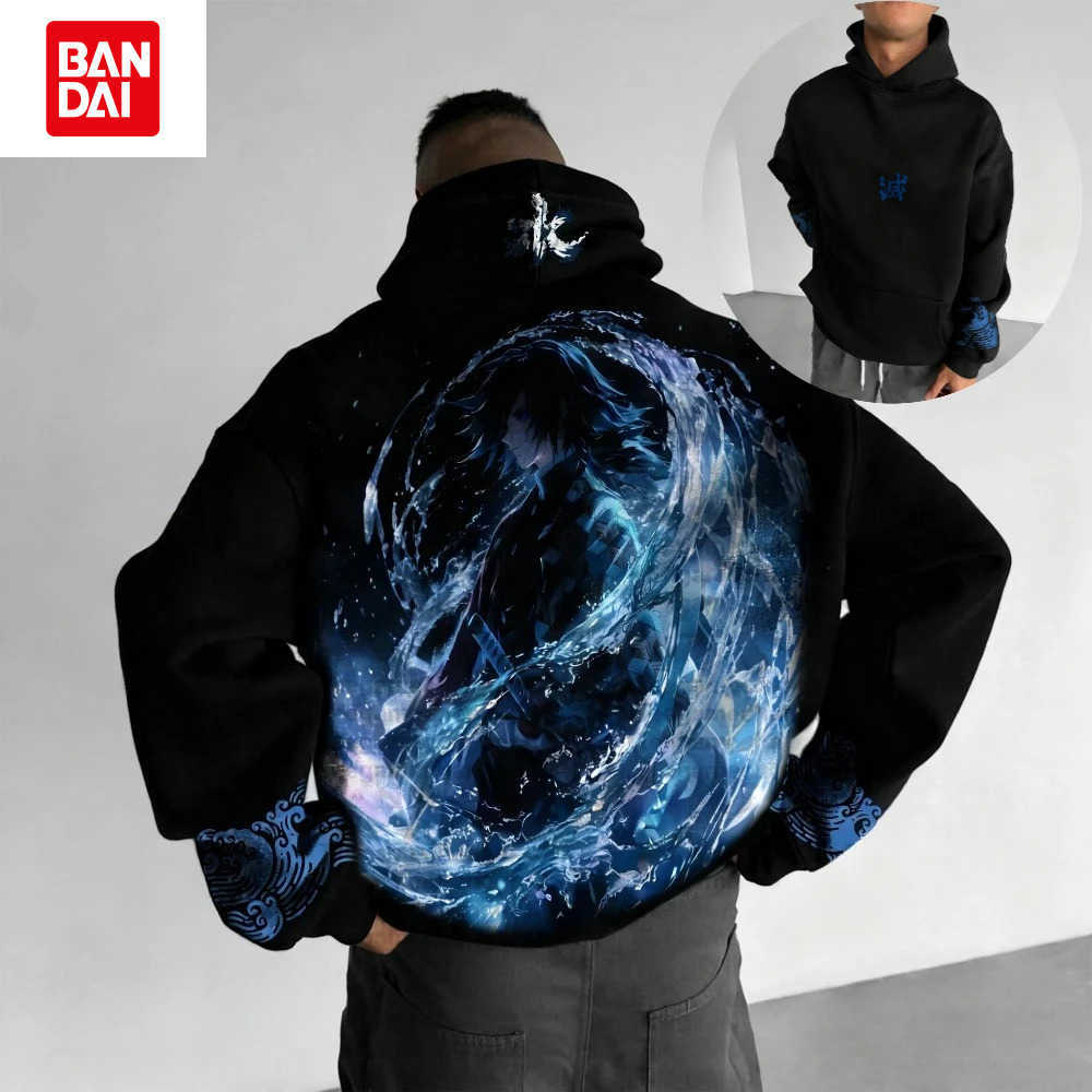 Bandai Demon Slayer Men's Hoodie Sweatshirt Giyu Tomioka Anime Spring Autumn Winter Boy Harajuku Long-sleeved Parent-child Outfit L260805I8GW
