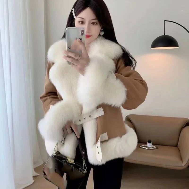 End Fashion Faux Mink Jacket 2026 New Winter Thicken Warm Elegant Fluffy Short Designer Fashion Coats High Quality Fox Fur Outwear