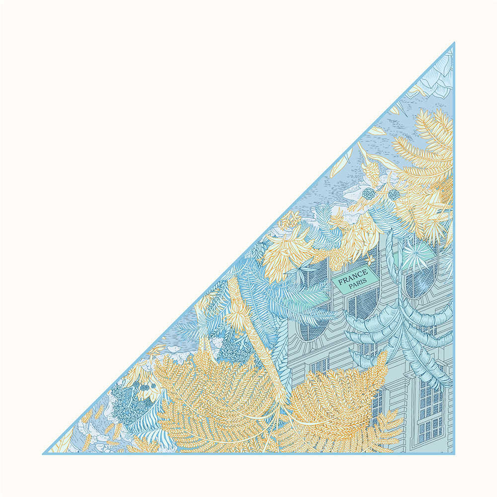 2023 Autumn Thin Triangle Scarf Popular in Korea with Plant and Jungle Decorations Headscarf Small Neck Scarf Tube Top Silk Scarf Neckcloth L2608046