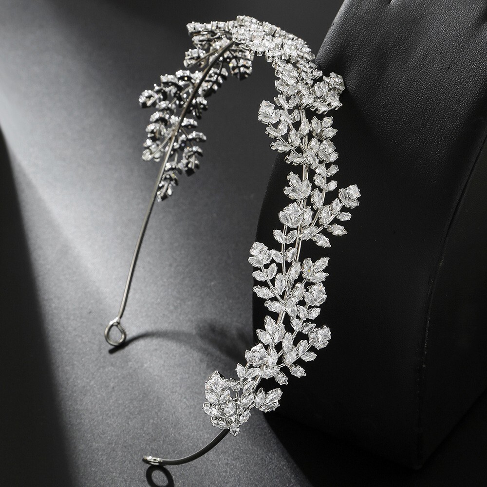 Hot Selling Light Luxury Wedding Bridal Simple Elegant Crystal Flower Headband Hair Accessories