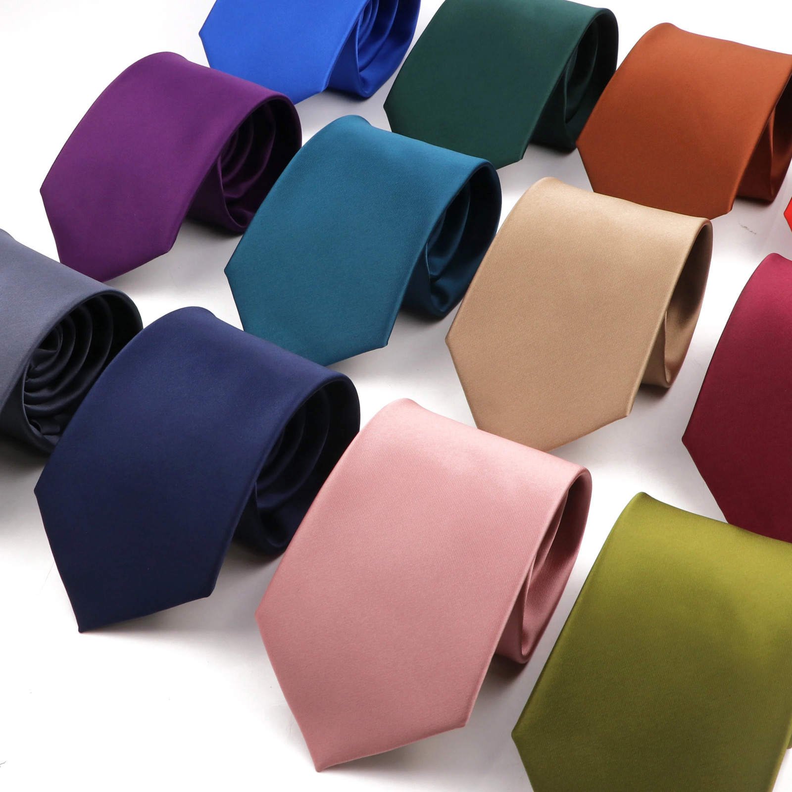 6CM/8CM Men's Classic Solid Color Neckties Fashion Glossy Skinny Narrow Black Pink Blue 2 Sizes Silk Polyester Daily Wear Cravat 260731