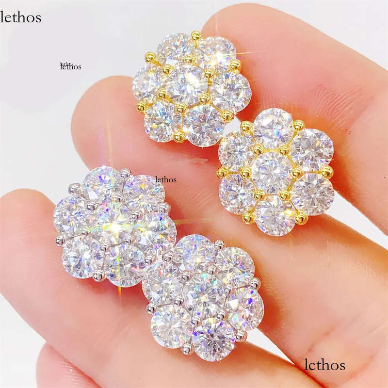 stud designer for women sterling sier pass dia tester vvs1 D color flower moissanite earrings mens gold earring jewelry valentines day gift 16