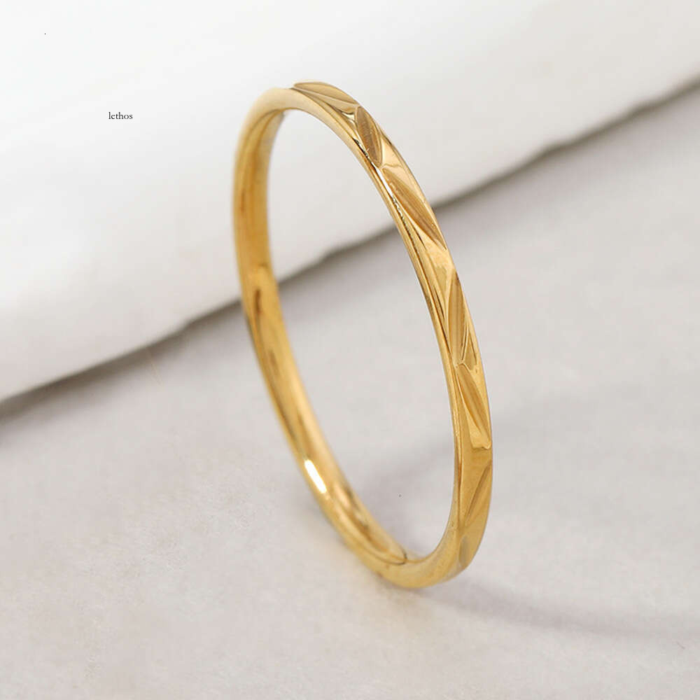 Jewelry titanium steel for women niche ultra-thin 2mm engraved V-shaped stripe ring light luxury style personalized ring