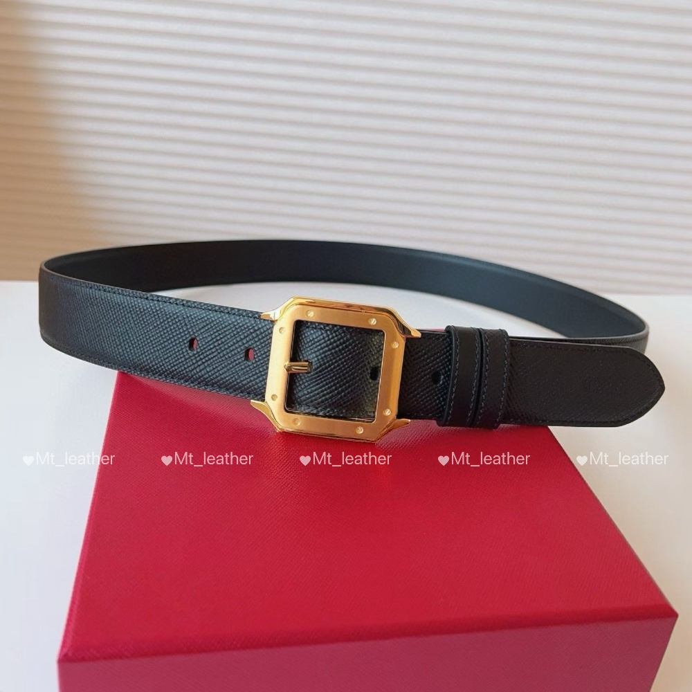 Men's genuine leather belt designer reversible belt width 35mm Square pin buckle cross grain cowhide business casual dress suits belt men luxur