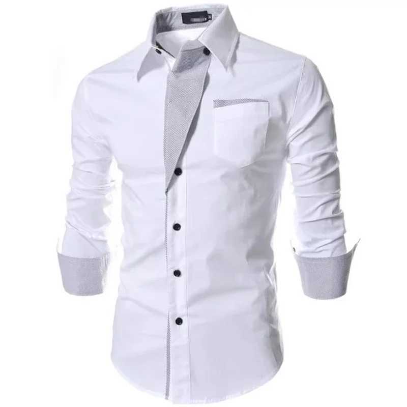 White Striped Shirts Mens 2025 Long Sleeved Business Slim Fit Male Shirt Black Social Clothes Camisa Masculina Vetement Homme Z260805