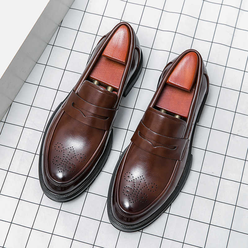 Man High Shoes Quality Dress Comfortable Business Social Leather Shoes For Man Casual Men's Italian Formal Shoes Man Loafers H260805
