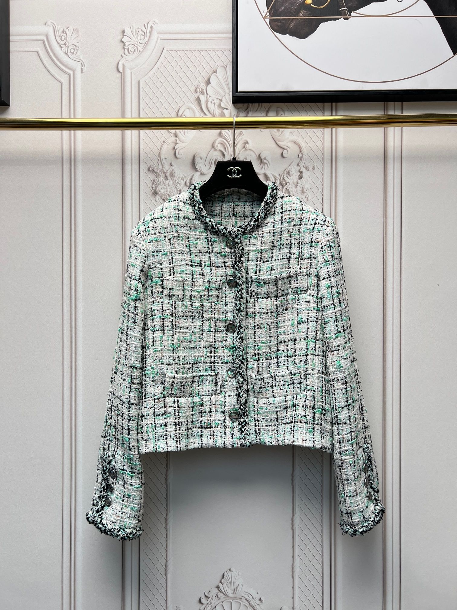designer jacket women jacket women tweed womens jacket green round-neck Silk lining jacket coat women designer coat women designer clothes women twe