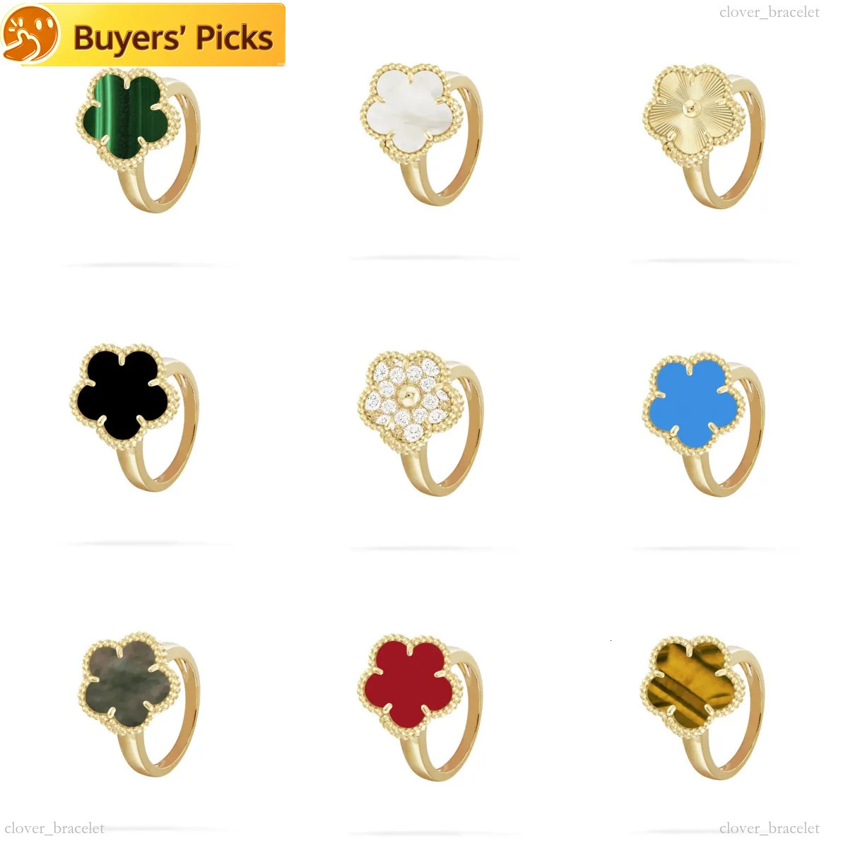 High quality gold diamond designer for women engagement men love rings New Ladies Ring Luxury Four leaf flower ring Jewelry Wedding gift Quick arriv