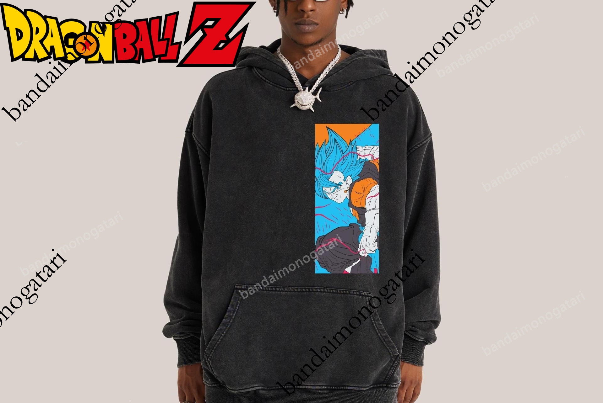 Washed vintage Dragon Ball Goku series hoodie, Japanese anime, autumn winter 330G heavyweight hooded sweatshirt, distressed and loose fit 44a2