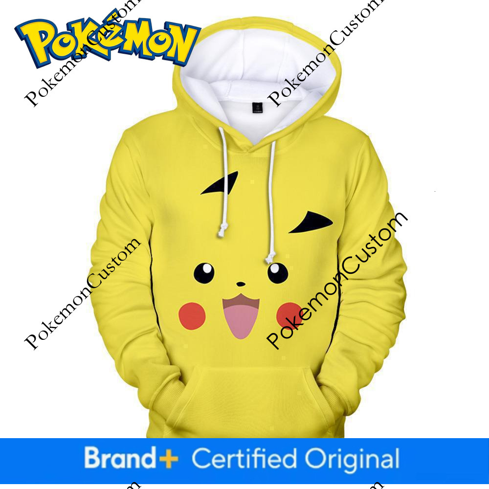 Cross-Border New Pokemon Pikachu Merchandise Trendy 3D Digital Print Autumn Hooded Men's Sweatshirt Cute d445