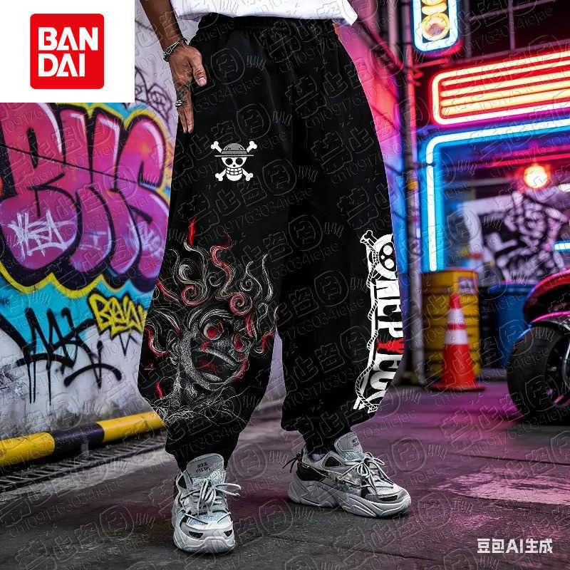 Bandai 2026 ONE PIECE Luffy Animation Peripheral Printed Trousers American Sports Autumn Fashion Men's and Women's Leggings L260805H1PT