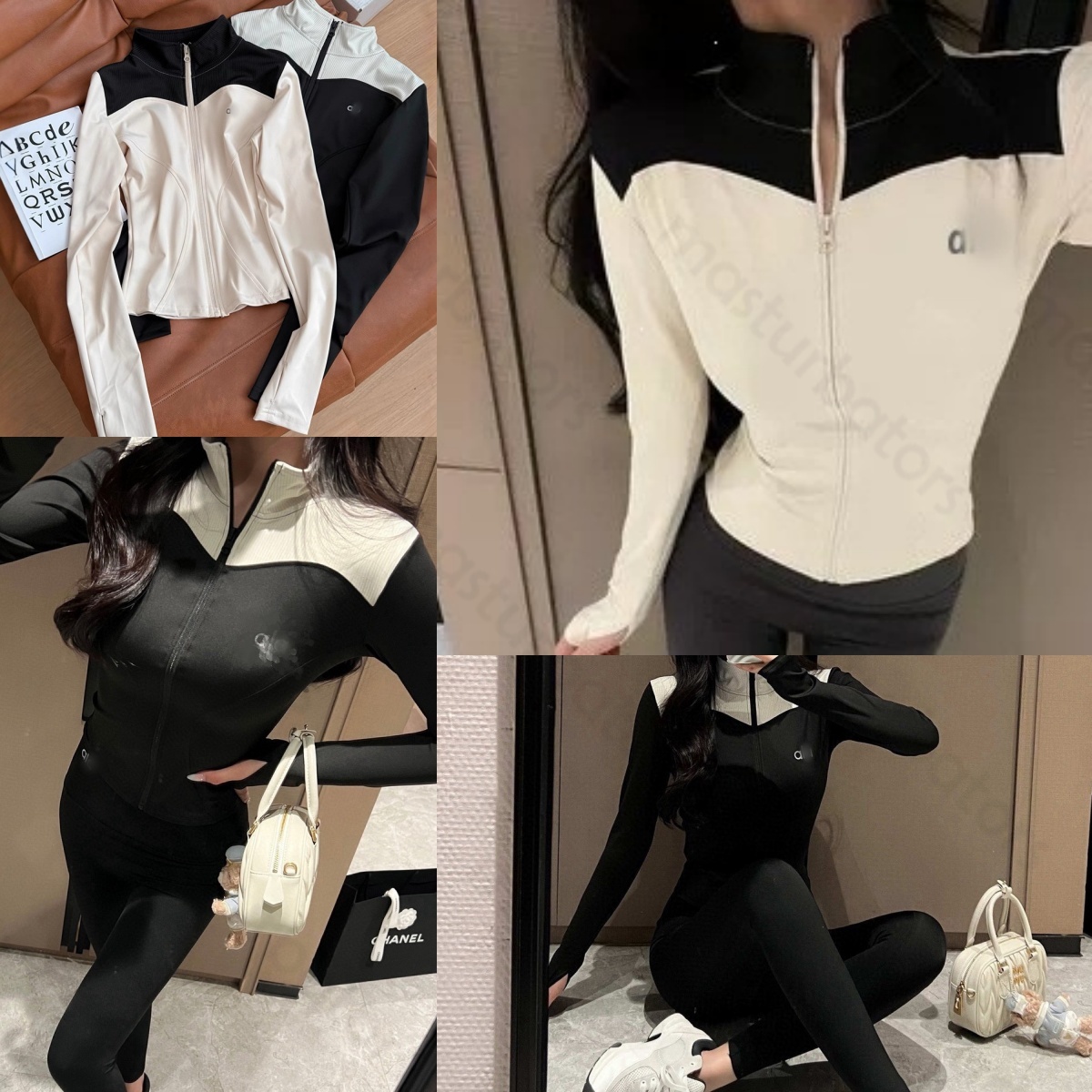 olanesset Black Women Tracksuits Luxury Long Sleeve Cropped Yoga Outfits Webbing Tops Leggings Set Sexy Sporty Sportswear Gym Tracksuit