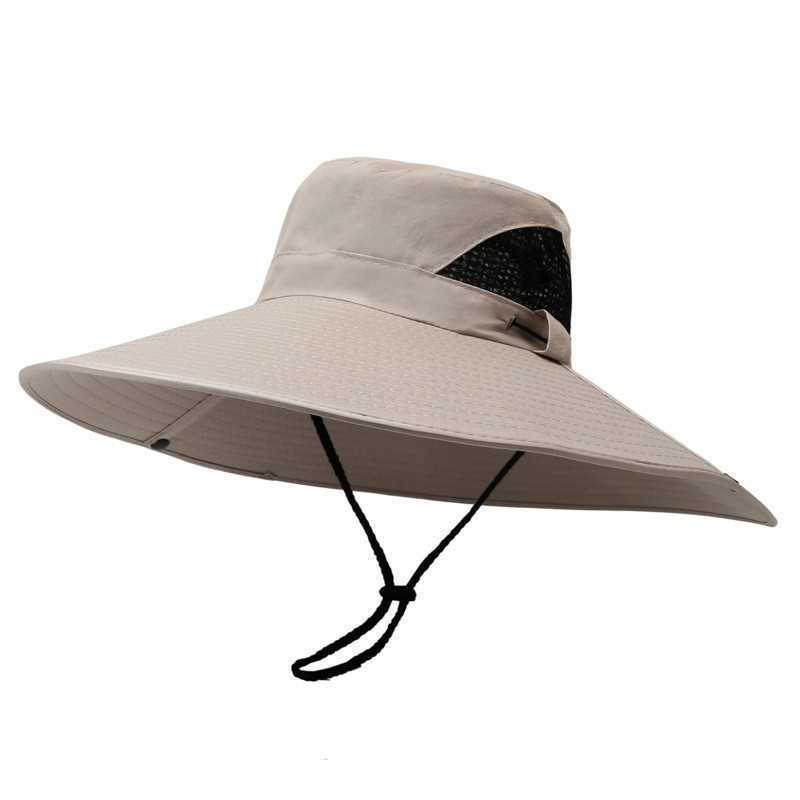 fishing Men's hat with 15CM wide brim sun protection fisherman hat outdoor sunshade hat for middle-aged and elderly hiking sun hat S260804D9MB