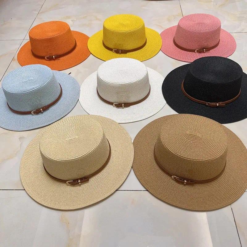 Designer bucket hat straw sun hat wide brim cotton beach hat luxury flat top fisherman cap unisex summer travel casual outdoor 2026
