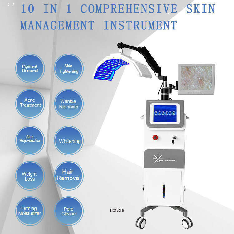 Ace Professional Skin Rejuvenation Faceting Reduce Redness Wrinkle Scar Removal Pore Shrinking Skin Smoothing PDT 7 LED Colors + RF Vacuum BIO Derma