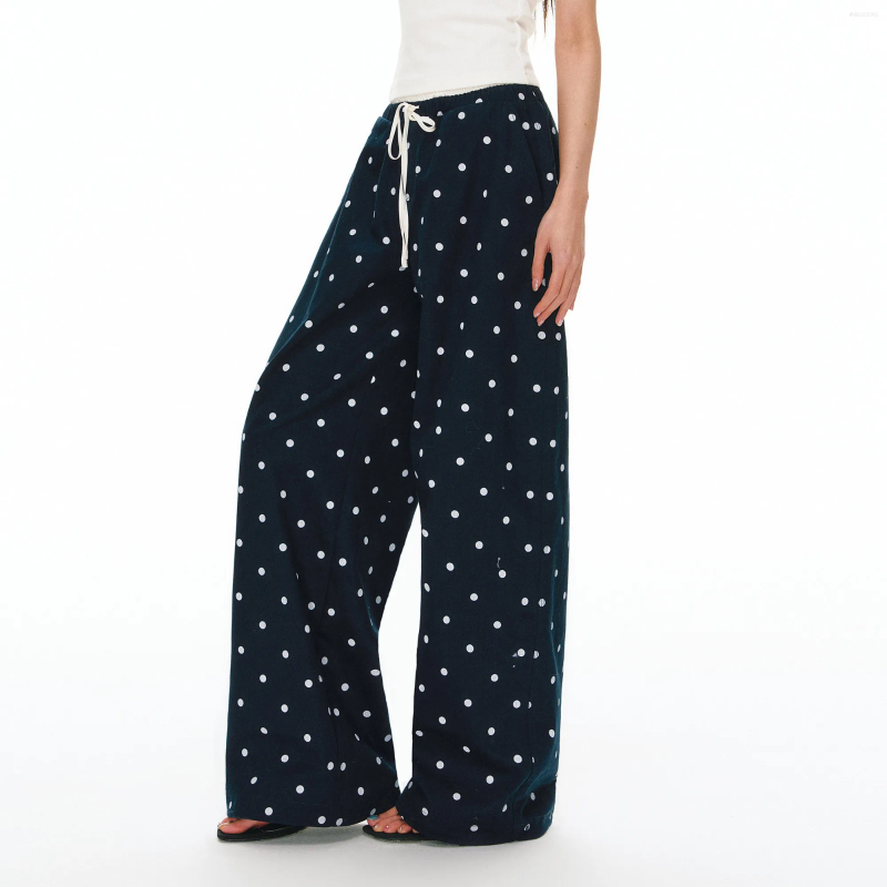 Women's Pants Women Vintage American Polka Dot Print Casual Summer Fashion Versatile Long Trousers Streetwear
