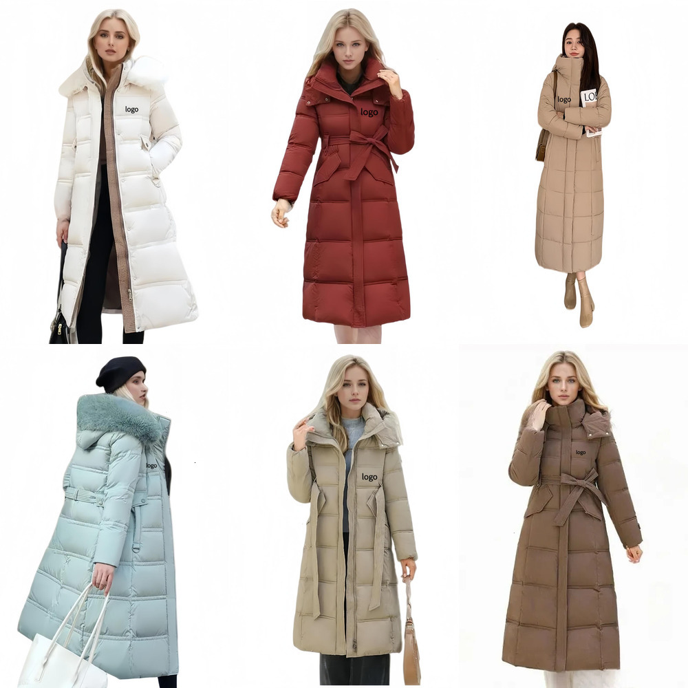 Womens Puffer Designer Long Down Jacket for Women Polyester Fabric Thickening Type Knee Length Coat Big Mao High Collar Winter Keep Warm Coat