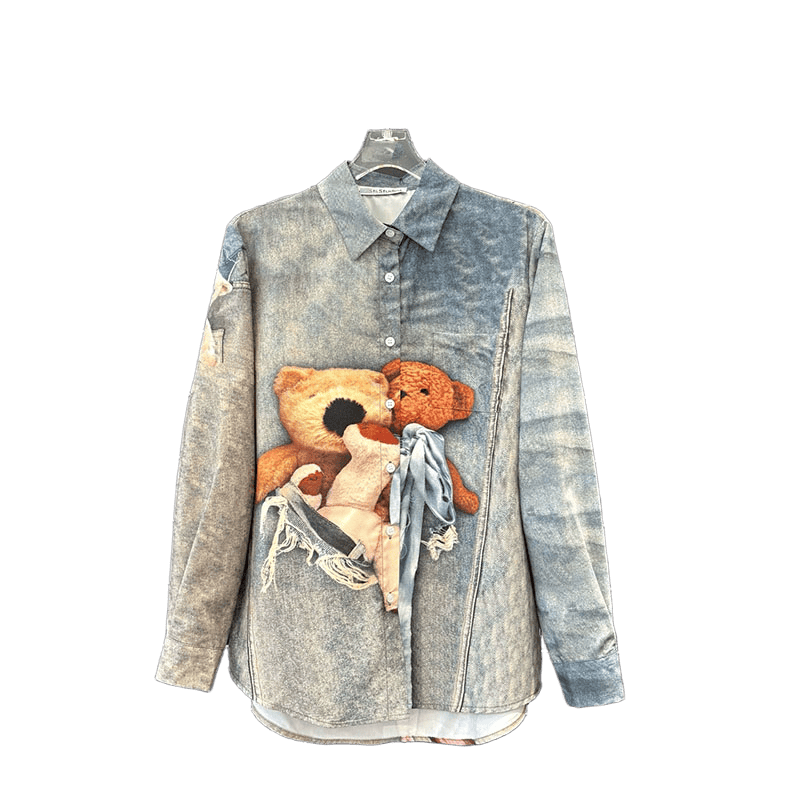 26 designers' early autumn new fashion trend multifunctional high-quality retro casual fashion splicing print contrasting denim jacket long sle