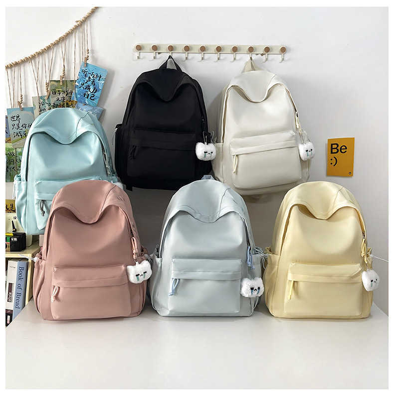 Korean-style ins forest-themed commuter backpack casual and versatile student schoolbag large-capacity solid color simple travel backpack L26720