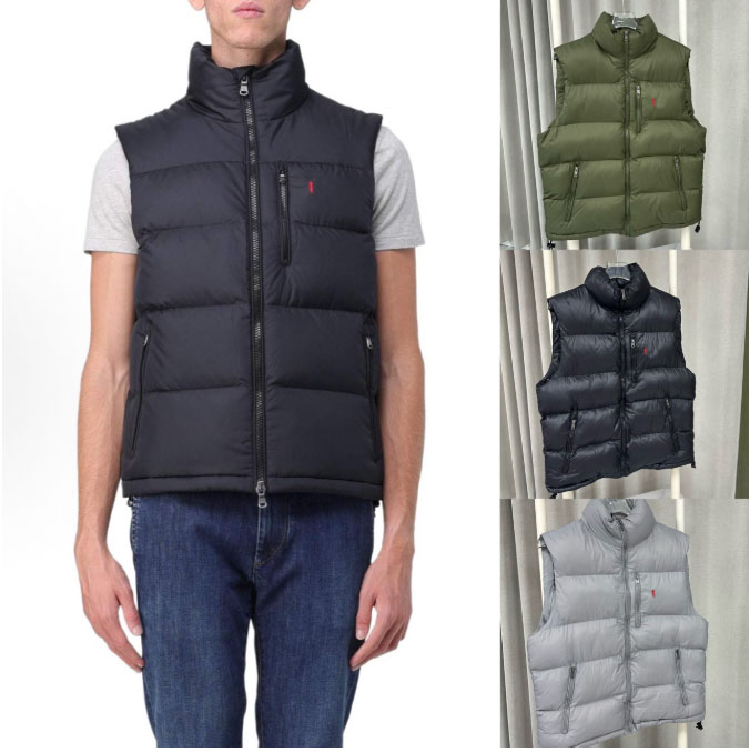 Classic Puffer Sleeveless vests Mens Solid Color embroidered Down Jacket Winter Warm Vest parka Men Waistcoat Outwear Windbreaker Coats