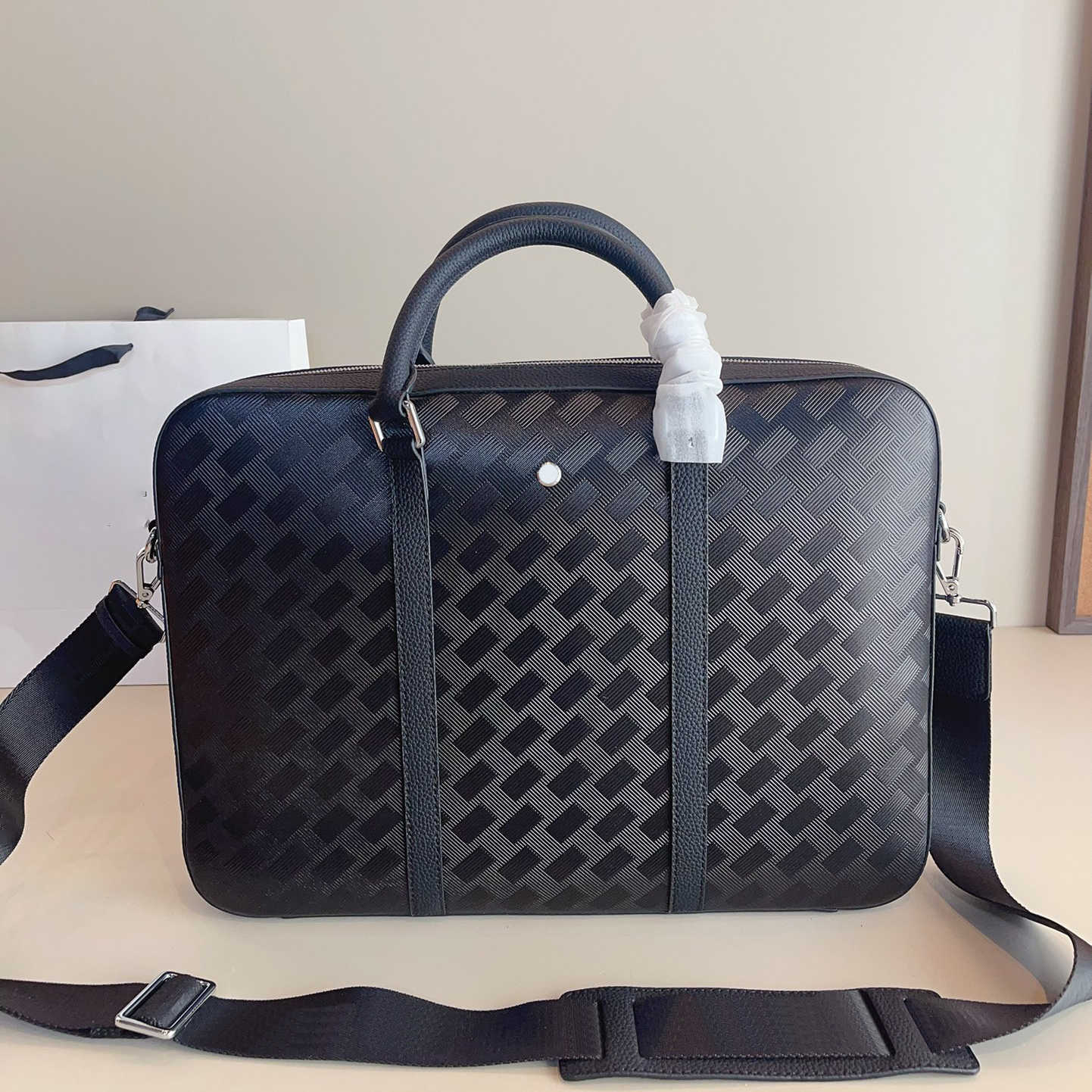 Luxury Laptop Bags Striped lattice Business unisex Briefcase designer Handbags MB top quality sacoche Bags warhorse Shoulder Bags 240715