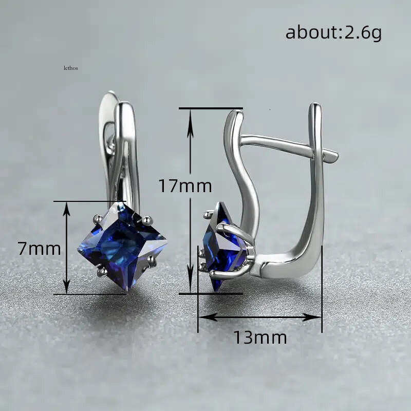 new hot-selling earrings: Jewelry style rainbow square stone earrings light luxury simple diamond-shaped design earrings
