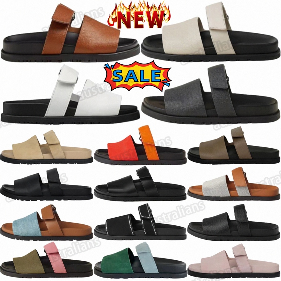 sandals women shoes slides mens slippers shoe sandal heels High Quality Flat Leather Black White Gold Beige Natural Terracotta Pumpkin Orange Red El