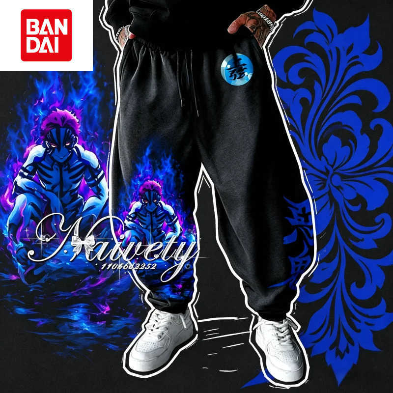 Bandai 2026 Summer Demon Slayer Akaza Anime 3D Print Casual Trousers Quick Dry Sportswear for Adults Kids Parent-child Outfits Y2k L260805T3XA