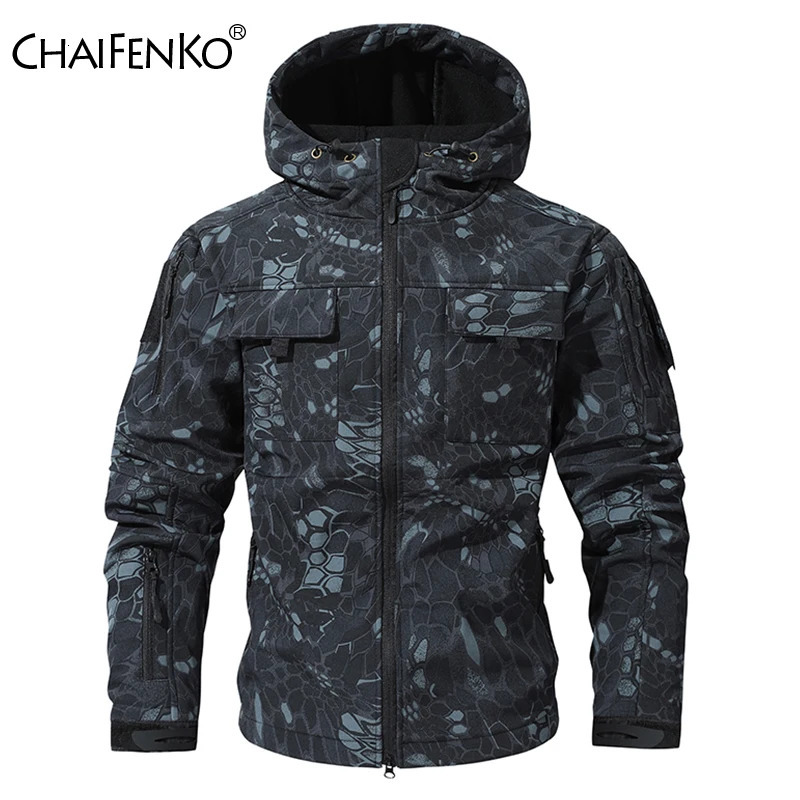Men Lurker Shark Skin Soft Shell Tactical Jacket Waterproof Fleece Hooded Coat Hunt Clothes Autumn Outdoor Camouflage Jacket Men 260805