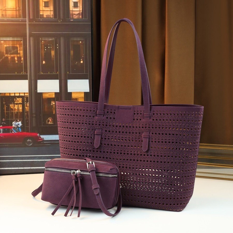 Autumn New Hollowed-Out Korean-Style Mother-Daughter Women, Large Capacity Handheld Shoulder Tote Bag For Outings