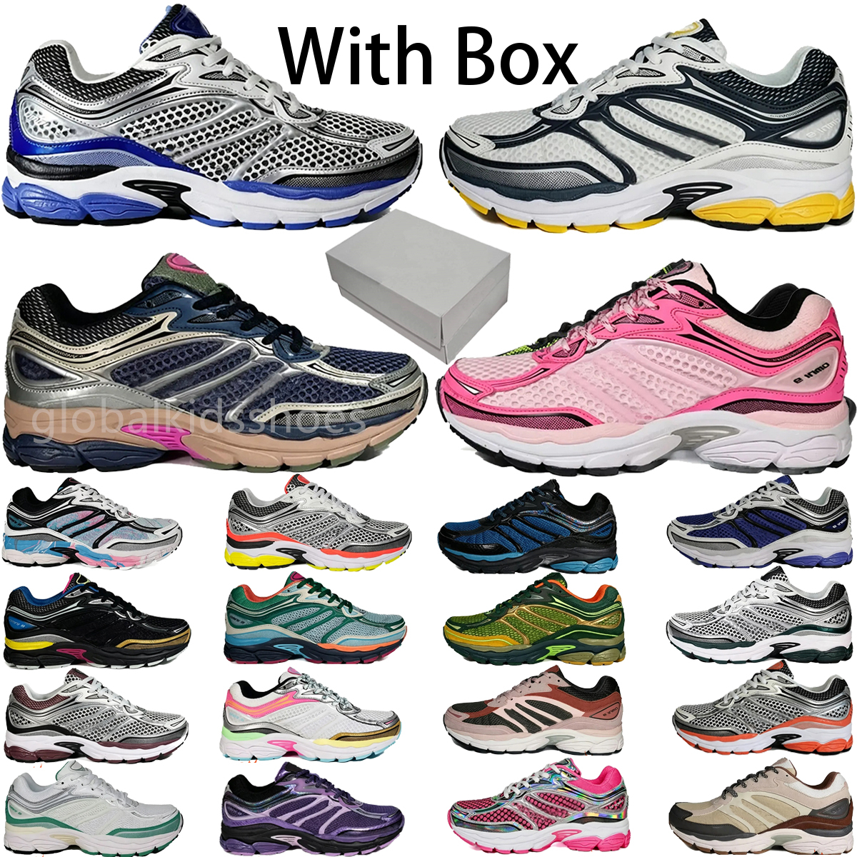 With Box Progrid Omni 9 Designer Running Shoes Absorption Wear Resistant Thick Blue Sole Sole Grey White Black Navy Outdoor Runner Sneakers Commu