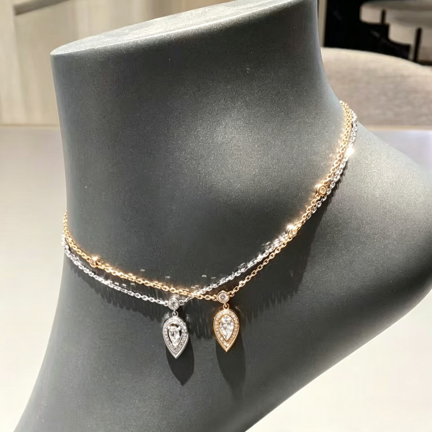 women's luxury designer jewelry set classic diamond encrusted heart pendant necklace open adjustable heart shaped diamond ring pave bracelet an
