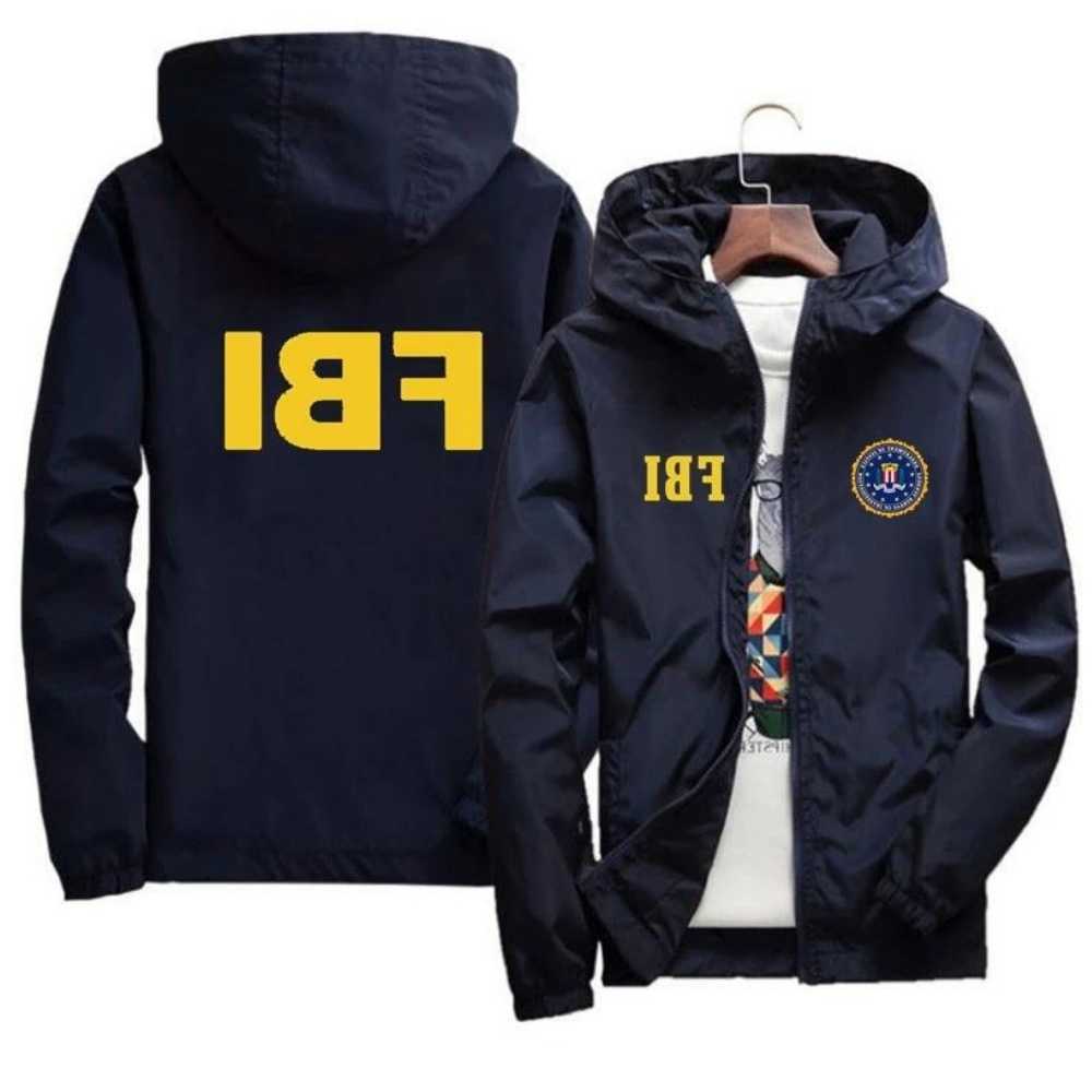 Men's 2024 New Jacket High Quality FBI Printed Outdoor Sports Jacket Spring Hooded Windproof Fashion Casual Brand Sports JacketT260806