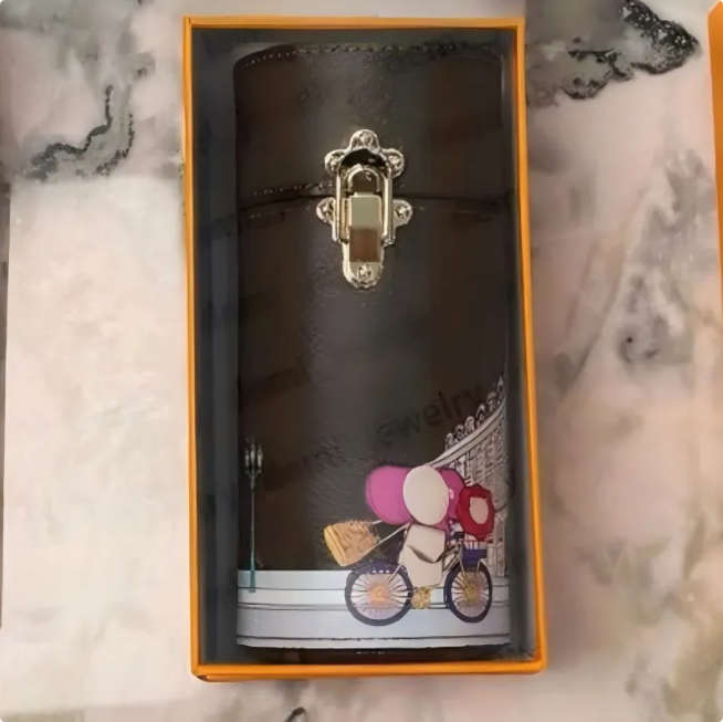 Designer Print PU Leather Perfume Tube Case Hard Shell Anti-break Travel Cologne Holder With Orange Gift Box For 100ml Perfume Bottle