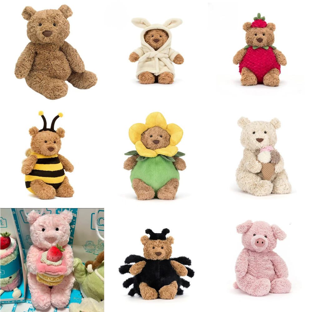 2026 New Bartholomew Bear Plush Toy Multiple Outfits Bathrobe Bunny Strawberry Bee Ice Cream Spider Pink Pig Stuffed Teddy Bear Doll Birthday Holida
