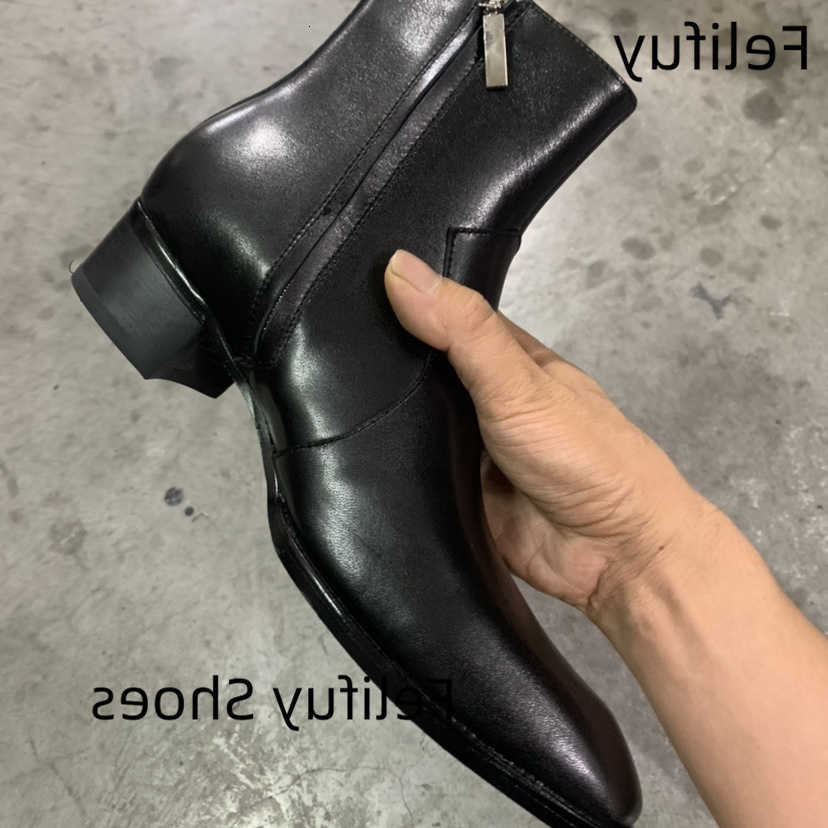 Black Genuine Leather Chelsea Man Boots Men FAshion Short Ankle Boot Casual British Style High-Top Shoes H260806