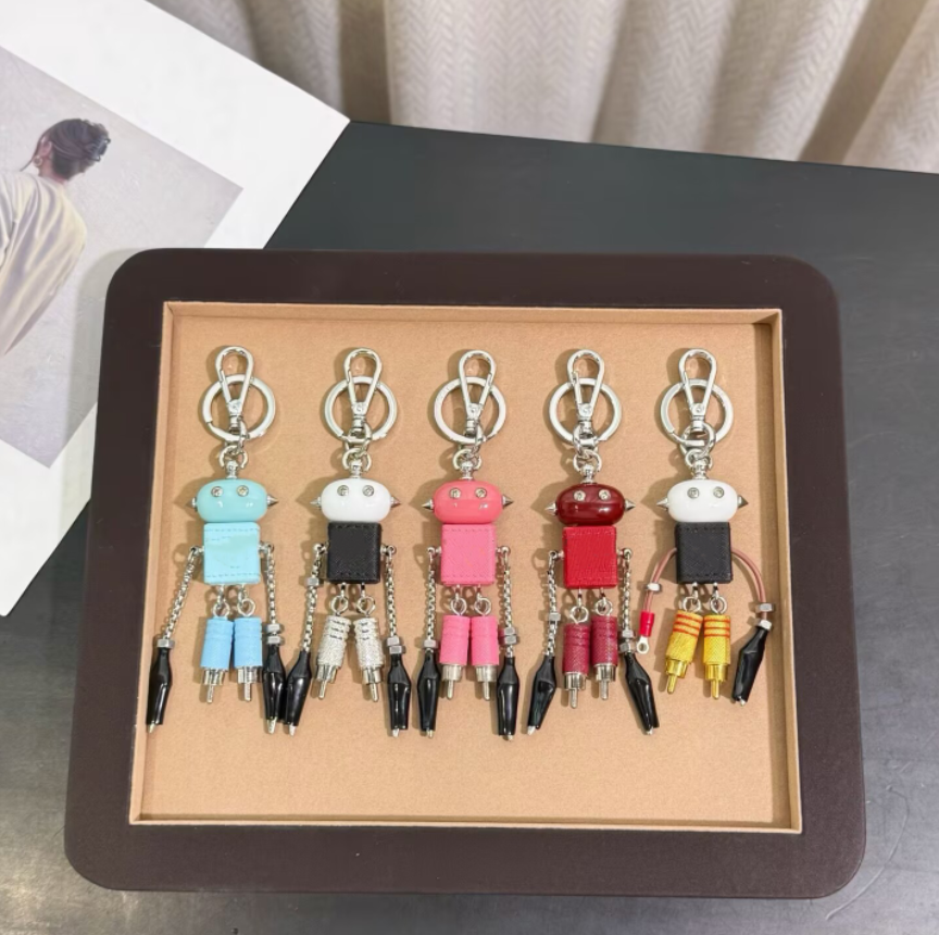 TOP Couture Robot Fashion Black Key Style Luxury Alphabet Rope Key Chain - Designer Unisex bag Charm car key holder for men and women