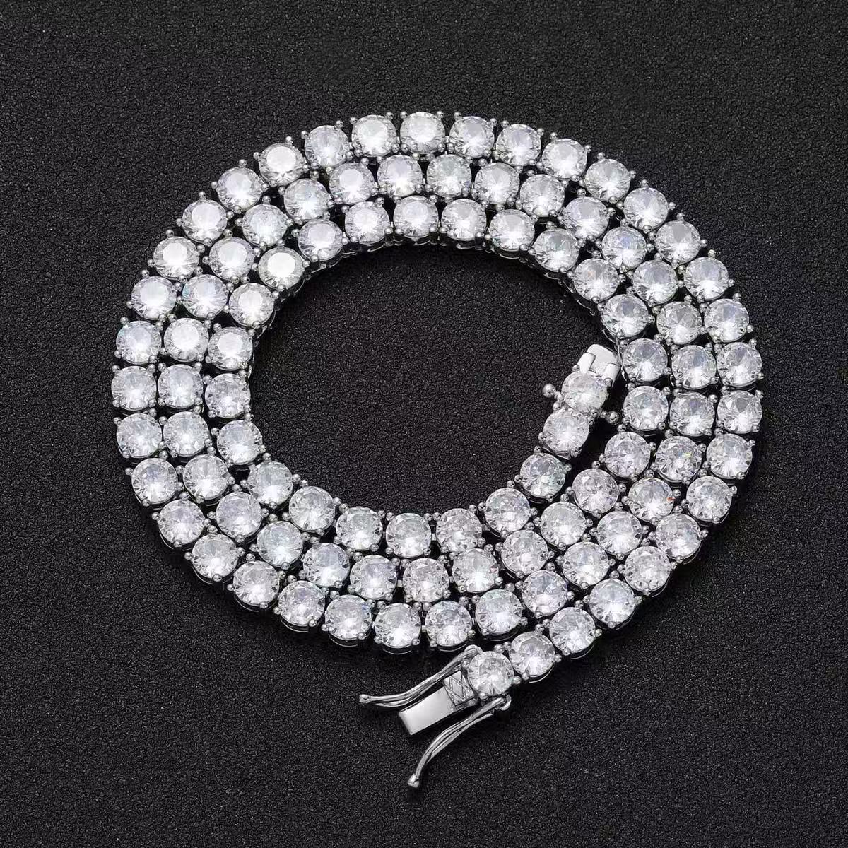 Lady and Gentleman Full Morganite Tennis Necklace - Made of 925 sterling silver, featuring 4mm gradient diamonds