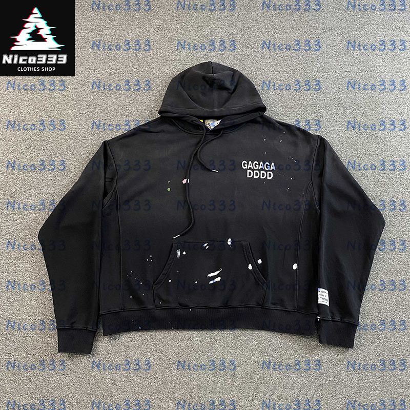 G-Depts black and blue splattered ink stamped gold letters heavyweight loose with tags street men and women casual hoodies