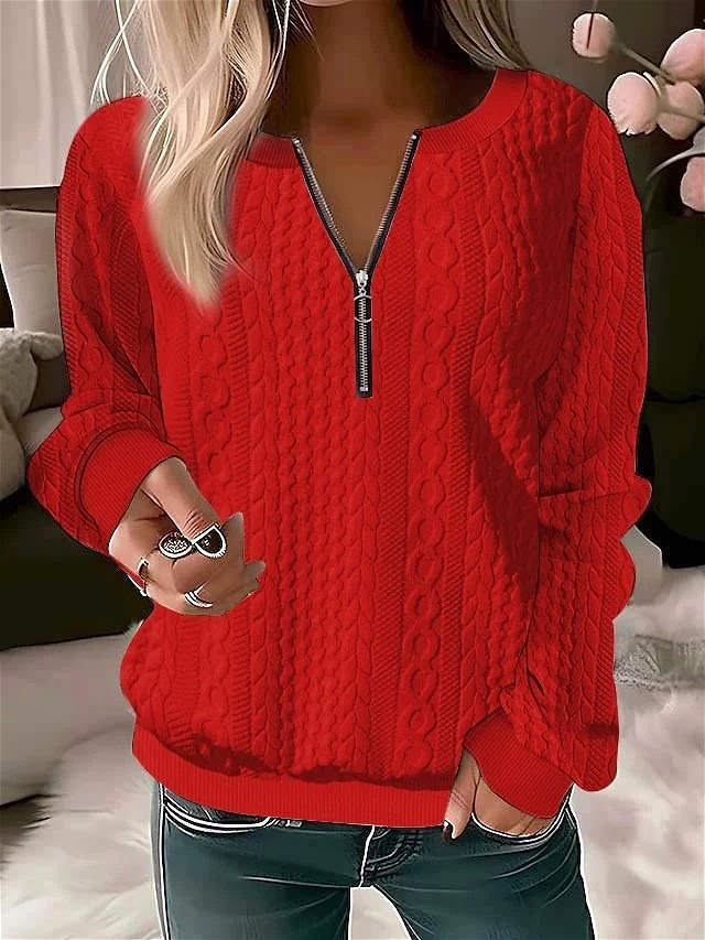 Adele130 Women's Quilted Sweatshirt Zip-Up Cardigan Jacket Autumn/Winter