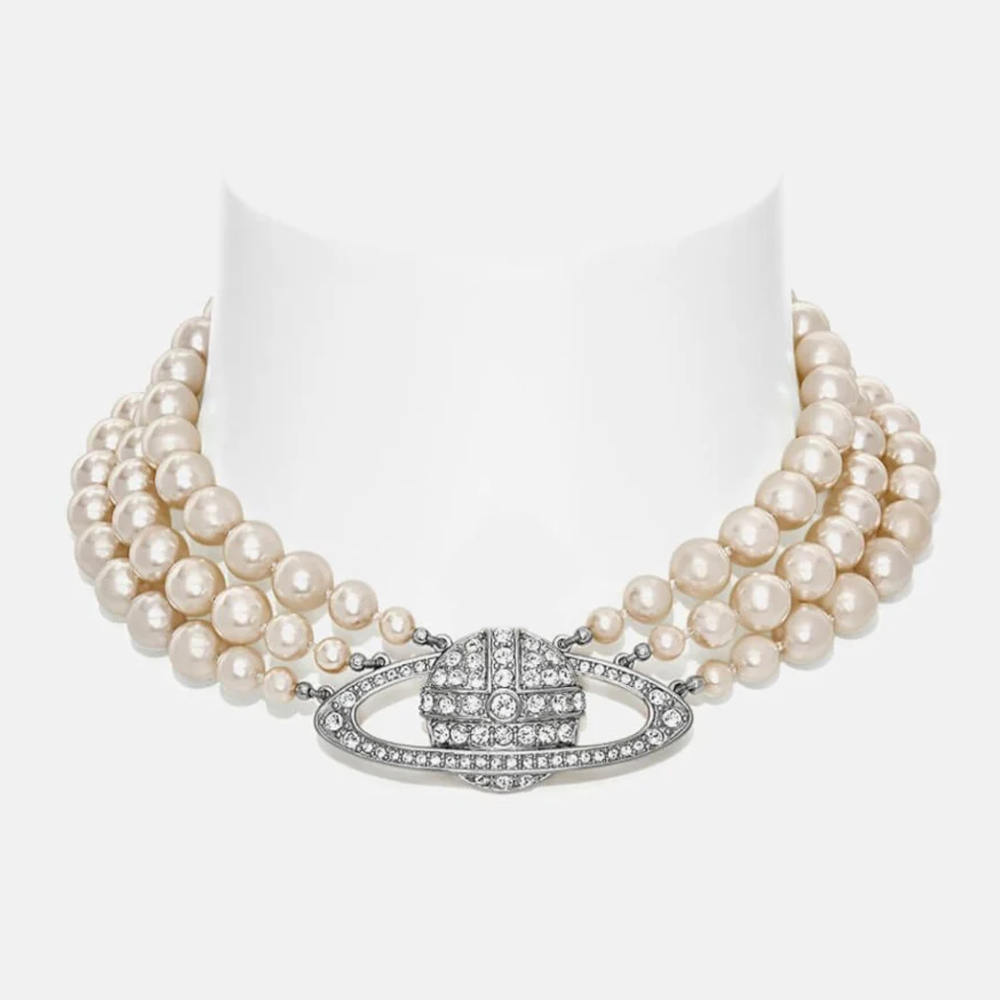 Designer Three Row Pearl Bas Relief Choker Necklace jewelry accessories match fashion classic gift with box high quality factory wholesale QJ219