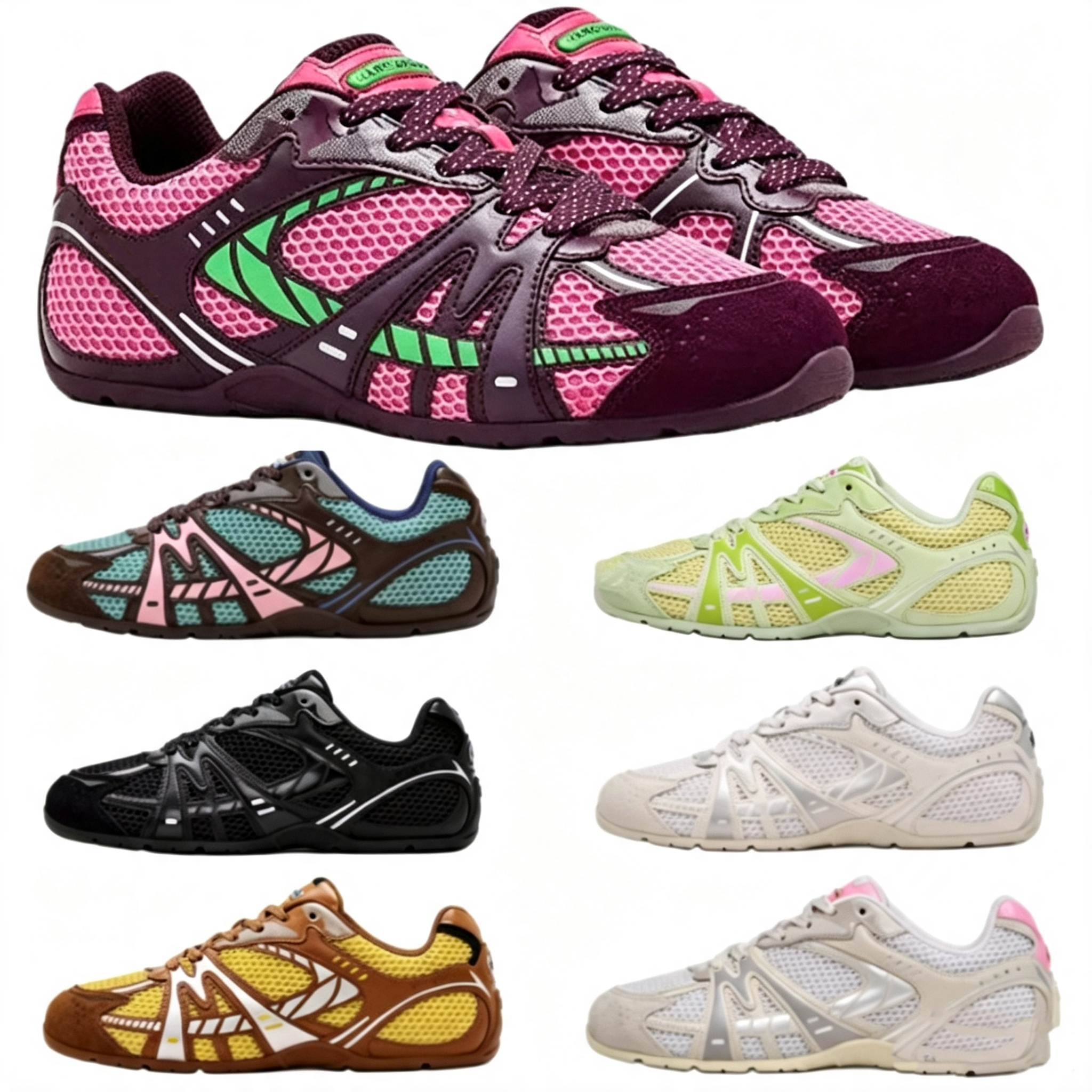 Designer 72 Baskets de Sport Femme Printemps Bloc Couleur Rétro Mesh Daim Chaussures Entraînement Décontractées Tige Respirante Mode Marche Quoti