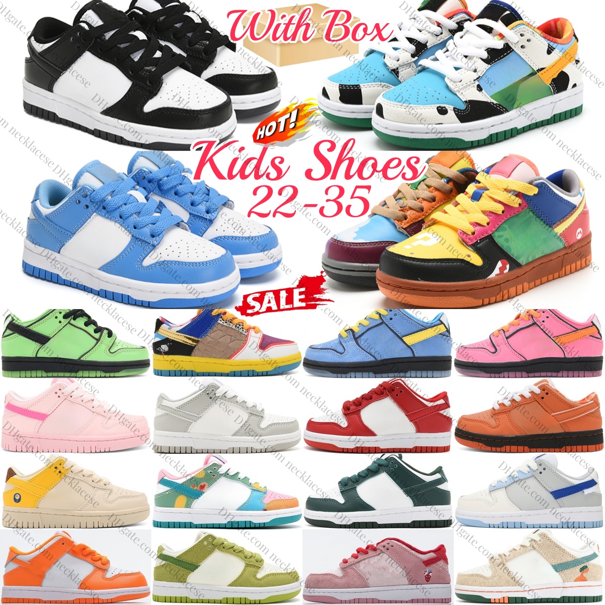Kids Shoes Low Designer Chunky Toddlers Sneakers Running White Black Boys Girls Trainers Baby Triple Pink Children Youth UNC Kentucky Argon Red Gree