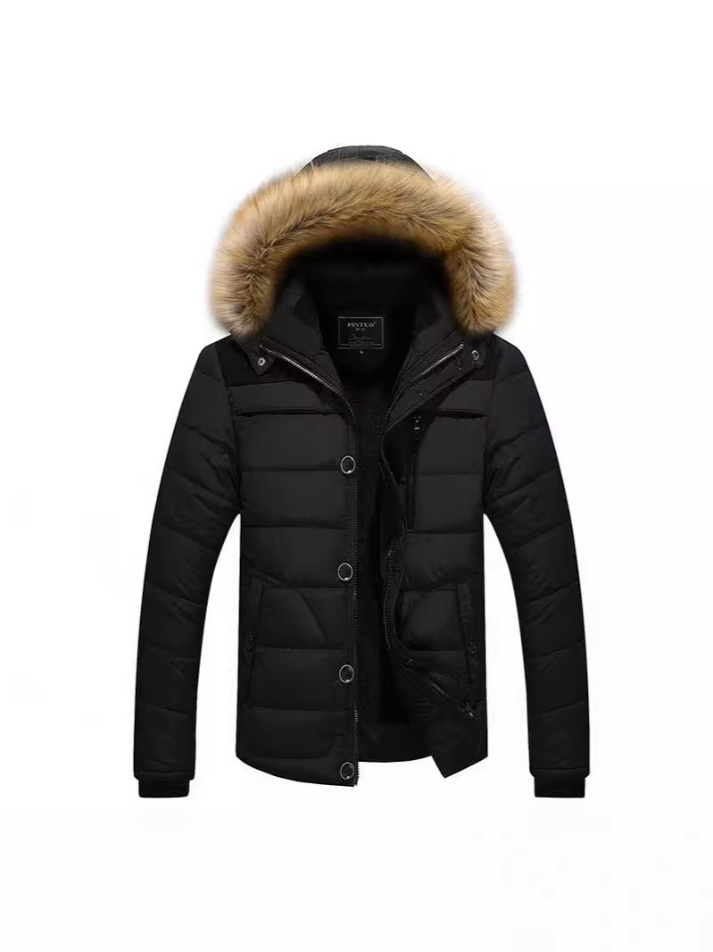 New Design2026 Foreign Winter New Youth Casual Fleece-Lined Jacket Thickened Hooded Cotton Coat Men 's Outerwear