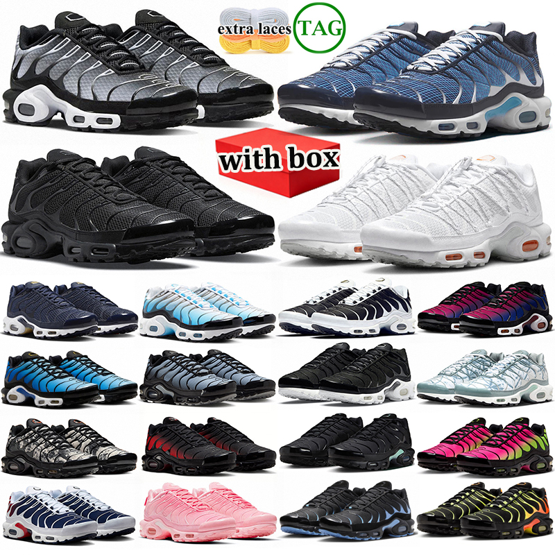 with box tnns men designer shoes tn plus men women sports sneakers mens outdoor sports trainers leather mesh black white blue